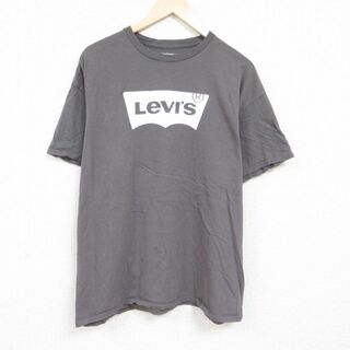 XL★古着 リーバイス Levis 半袖 ブランド Tシャツ メンズ ビッグロゴ 大きいサイズ コットン クルーネック グレー 24feb28 中古