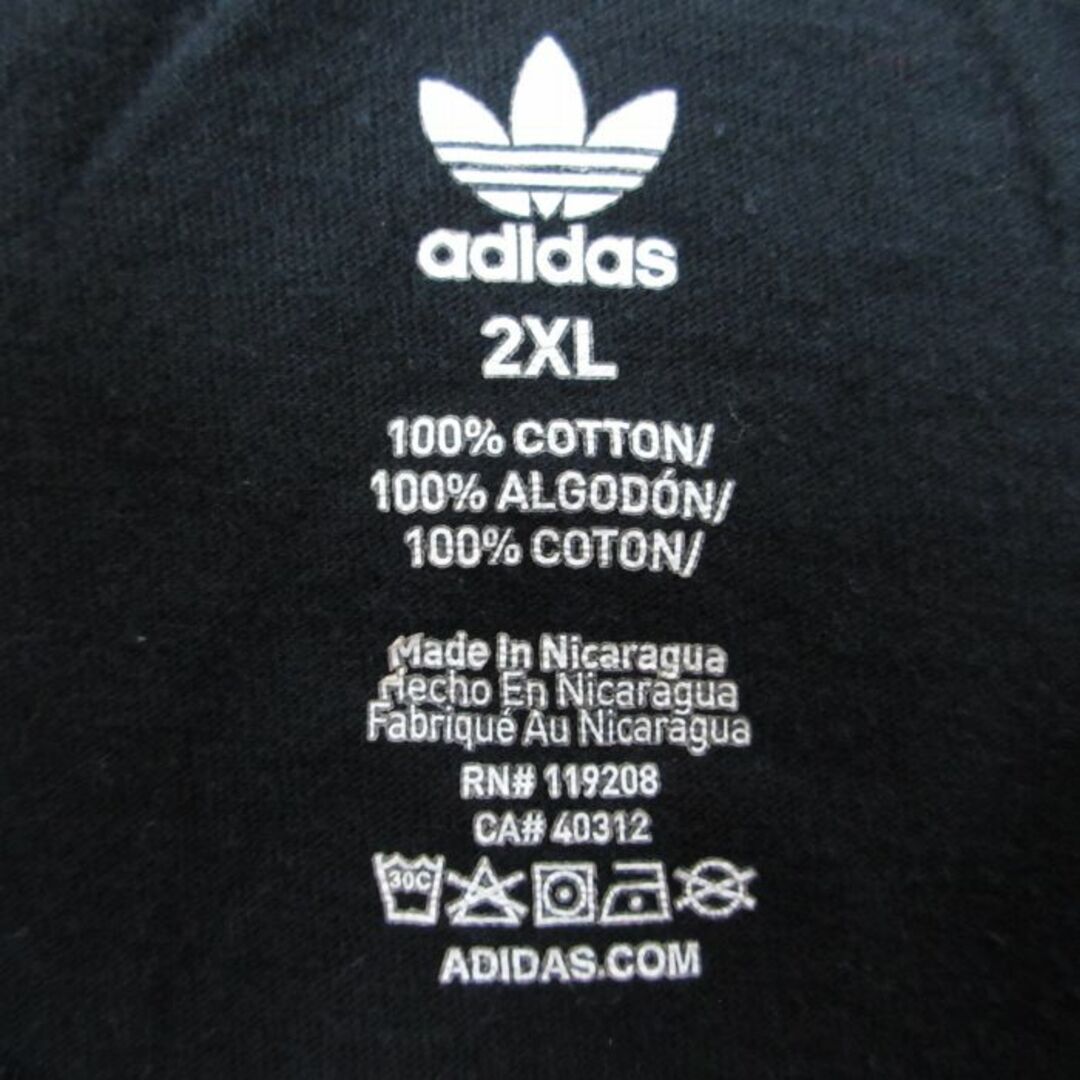 adidas(アディダス)のXL★古着 アディダス adidas 半袖 ブランド Tシャツ メンズ ビッグロゴ リーフ トレフォイル 大きいサイズ コットン クルーネック 黒 ブラック 【spe】 24feb28 中古 メンズのトップス(Tシャツ/カットソー(半袖/袖なし))の商品写真