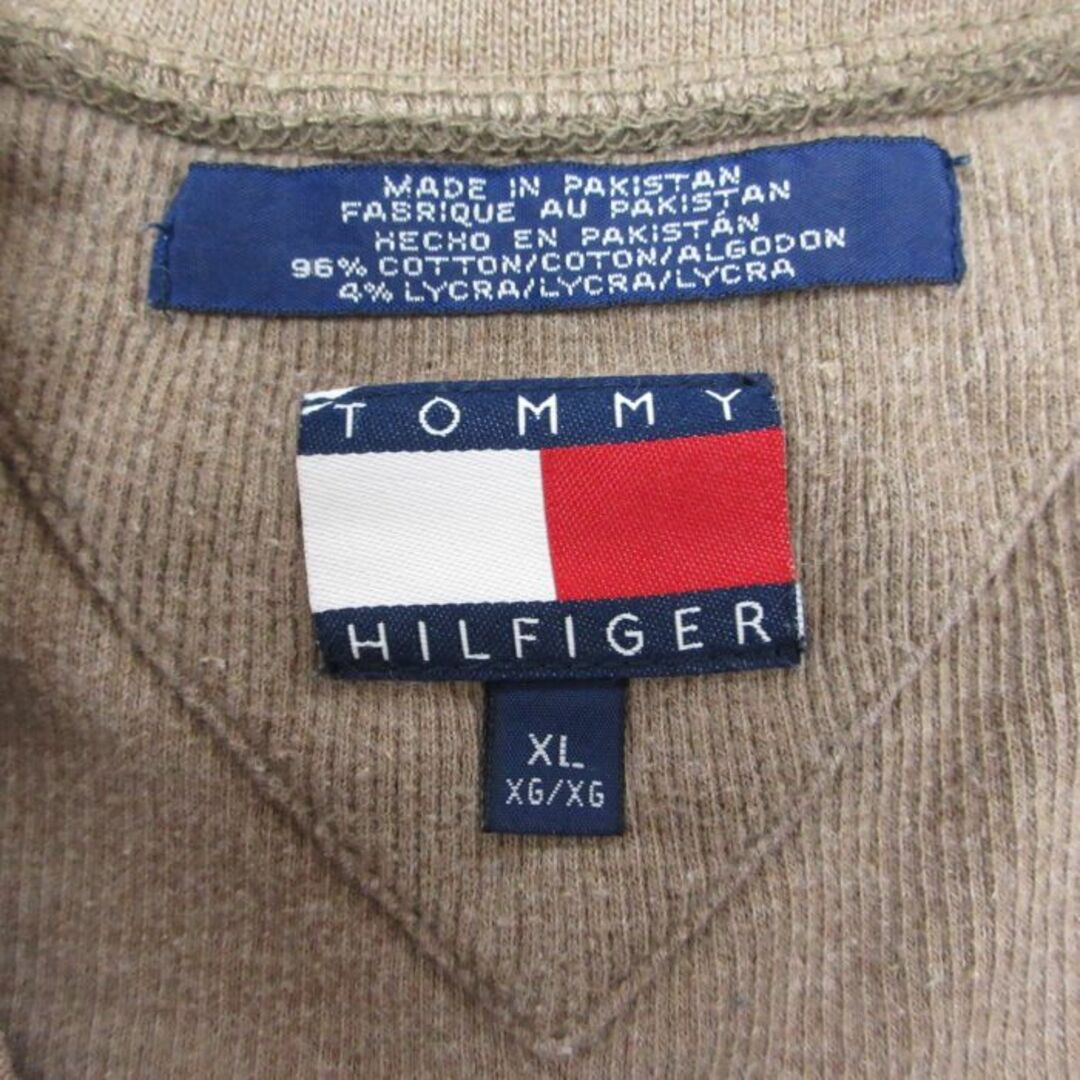 TOMMY HILFIGER(トミーヒルフィガー)のXL★古着 トミーヒルフィガー TOMMY HILFIGER 半袖 ブランド Tシャツ メンズ 90年代 90s 無地 大きいサイズ クルーネック ベージュ カーキ 24feb28 中古 メンズのトップス(Tシャツ/カットソー(半袖/袖なし))の商品写真