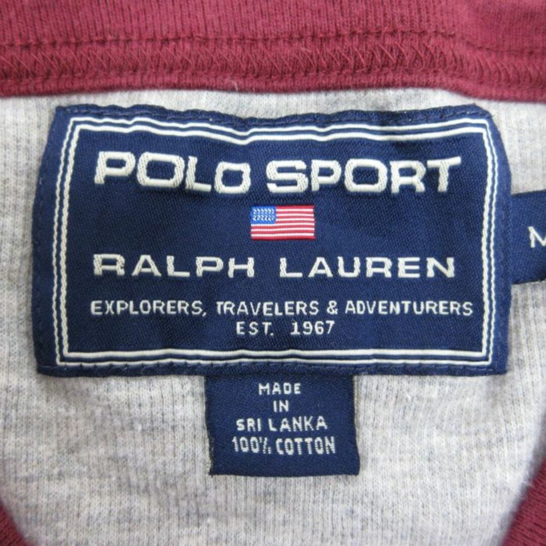 Ralph Lauren(ラルフローレン)のXL★古着 ラルフローレン Ralph Lauren ポロスポーツ 半袖 ブランド トップス メンズ ワンポイントロゴ コットン Vネック グレー リンガー 24feb28 中古 メンズのトップス(Tシャツ/カットソー(半袖/袖なし))の商品写真