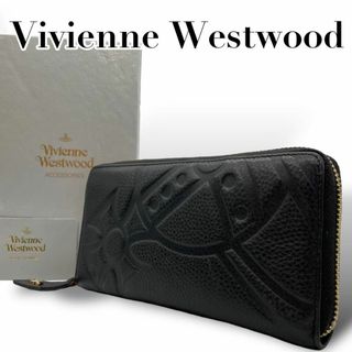 ヴィヴィアンウエストウッド(Vivienne Westwood)の美品　ヴィヴィアンウエストウッド　w2 長財布　ビッグオーブ　型押し　レザー(Tシャツ(半袖/袖なし))