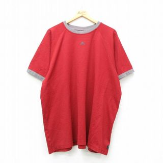 アディダス(adidas)のXL★古着 アディダス adidas 半袖 ビンテージ Tシャツ メンズ 90年代 90s ワンポイントロゴ 大きいサイズ クルーネック 赤他 レッド リンガー 24feb26 中古(Tシャツ/カットソー(半袖/袖なし))