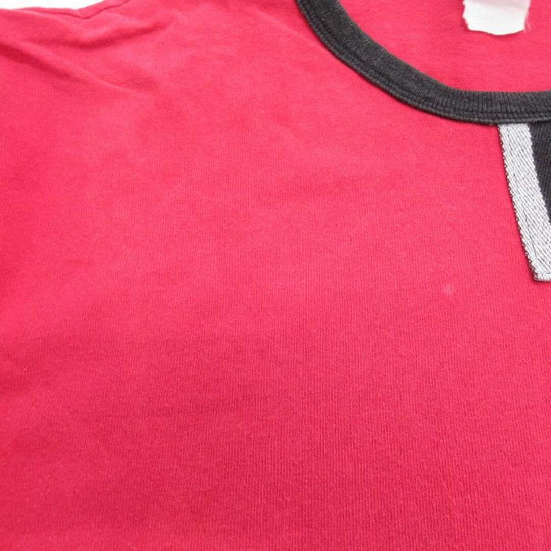 Champion(チャンピオン)のXL★古着 チャンピオン champion 半袖 ビンテージ Tシャツ メンズ 00年代 00s ワンポイントロゴ チョコチン クルーネック 赤他 レッド リンガー 【spe】 24feb26 中古 メンズのトップス(Tシャツ/カットソー(半袖/袖なし))の商品写真