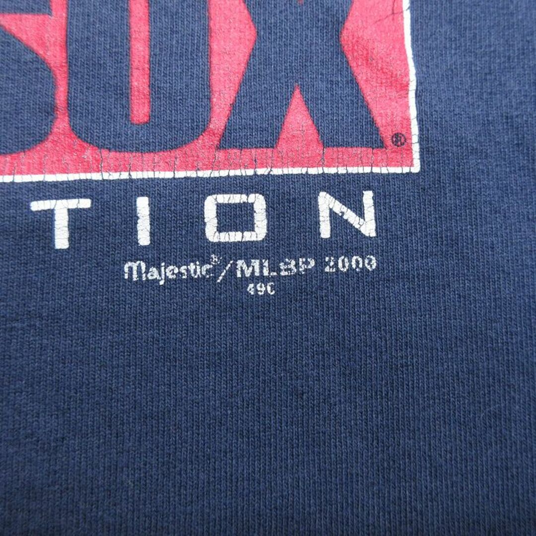 Majestic(マジェスティック)のXL★古着 マジェスティック 半袖 ビンテージ Tシャツ メンズ 00年代 00s MLB ボストンレッドソックス 大きいサイズ クルーネック 紺 ネイビー メジャーリーグ ベースボール 野球 24feb26 中古 メンズのトップス(Tシャツ/カットソー(半袖/袖なし))の商品写真