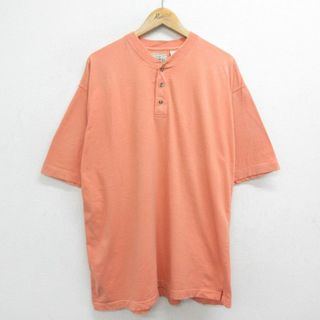 XL★古着 レッドヘッド 半袖 ビンテージ Tシャツ メンズ 00年代 00s 無地 大きいサイズ コットン ヘンリーネック 薄オレンジ 24feb26 中古(Tシャツ/カットソー(半袖/袖なし))