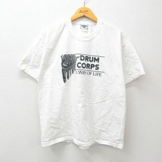 リー(Lee)のL★古着 リー Lee 半袖 ビンテージ Tシャツ メンズ 00年代 00s ドラムコー コットン クルーネック 白 ホワイト 24feb28 中古(Tシャツ/カットソー(半袖/袖なし))