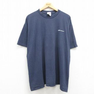 リーボック(Reebok)のXL★古着 リーボック REEBOK 半袖 ビンテージ Tシャツ メンズ 00年代 00s ワンポイントロゴ 大きいサイズ コットン クルーネック 紺 ネイビー 24feb28 中古(Tシャツ/カットソー(半袖/袖なし))