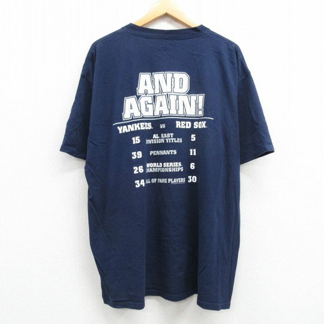 Lee(リー)のXL★古着 リー Lee 半袖 ビンテージ Tシャツ メンズ 00年代 00s MLB ニューヨークヤンキース ボストンレッドソックス 大きいサイズ コットン クルーネック 紺 ネイビー メジャーリーグ ベースボール 野球 24feb28 中古 メンズのトップス(Tシャツ/カットソー(半袖/袖なし))の商品写真