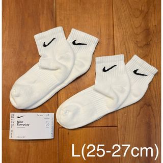 ナイキ(NIKE)の新品　ナイキ　L(25-27cm)  アンクルソックス　白2足セット(ソックス)