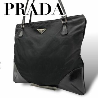 プラダ(PRADA)の良品　PRADA プラダ　D4 ナイロン　トートバッグ　黒　肩掛け　三角プレート(トートバッグ)