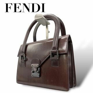 フェンディ(FENDI)のFENDI フェンディ　s46 ハンドバッグ　本革　レザー　フラップ　自立　茶色(ショルダーバッグ)