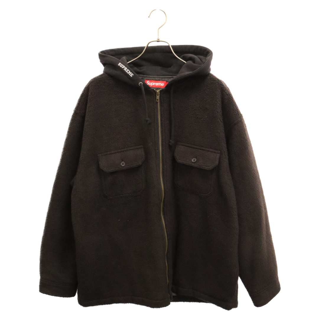 Supreme(シュプリーム)のSUPREME シュプリーム 23AW Fleece Zip Up Hooded Shirt フリース ジップアップ フーデッド シャツ ジャケット ブラック メンズのジャケット/アウター(フライトジャケット)の商品写真