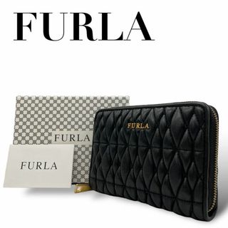 フルラ(Furla)の美品　FURLA フルラ　w2 キルティング　COMETA 財布 レザー　黒(Tシャツ(半袖/袖なし))