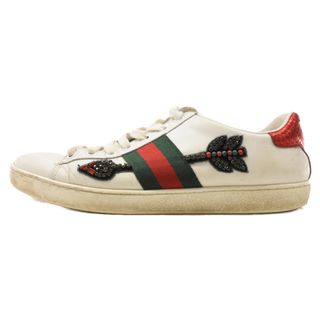 グッチ(Gucci)のGUCCI グッチ Arrow アロー ラインストーン エース ローカットスニーカー ホワイト 45455(スニーカー)