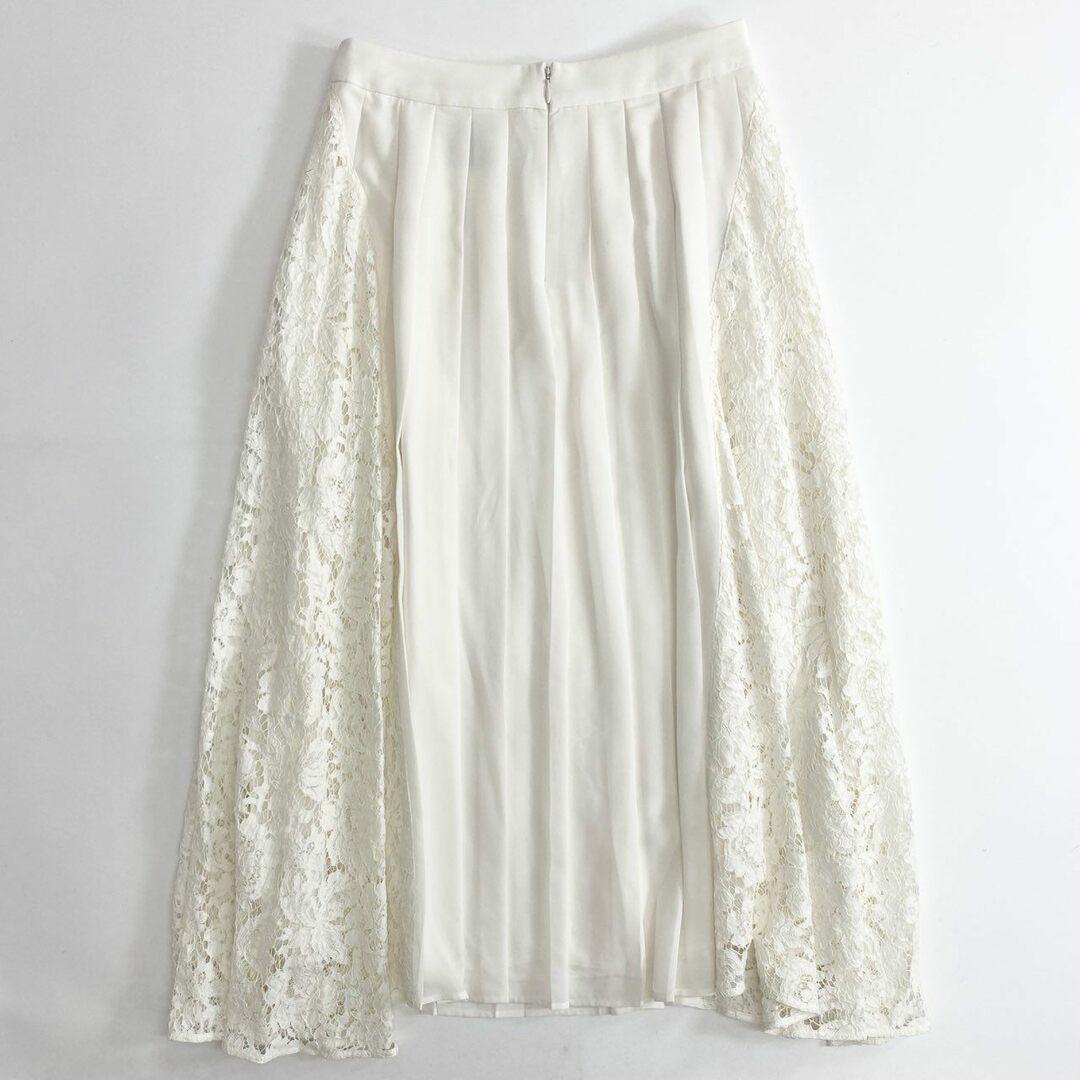 UNITED ARROWS(ユナイテッドアローズ)の2c24 《美品》 UNITED ARROWS ユナイテッドアローズ レース切替 プリーツロングスカート PLEATS LONG SKIRT 38 ホワイト 日本製 レディースのスカート(ロングスカート)の商品写真