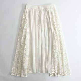 UNITED ARROWS - 2c24 《美品》 UNITED ARROWS ユナイテッドアローズ レース切替 プリーツロングスカート PLEATS LONG SKIRT 38 ホワイト 日本製