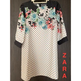 ザラ(ZARA)のZARA BASIC 花柄ドットワンピース(ひざ丈ワンピース)