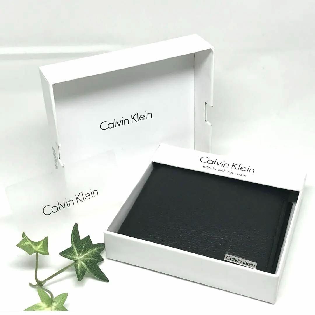 Calvin Klein(カルバンクライン)のカルバンクライン 二つ折り財布 コンパクト ウォレット ブラック 黒 メンズのファッション小物(折り財布)の商品写真