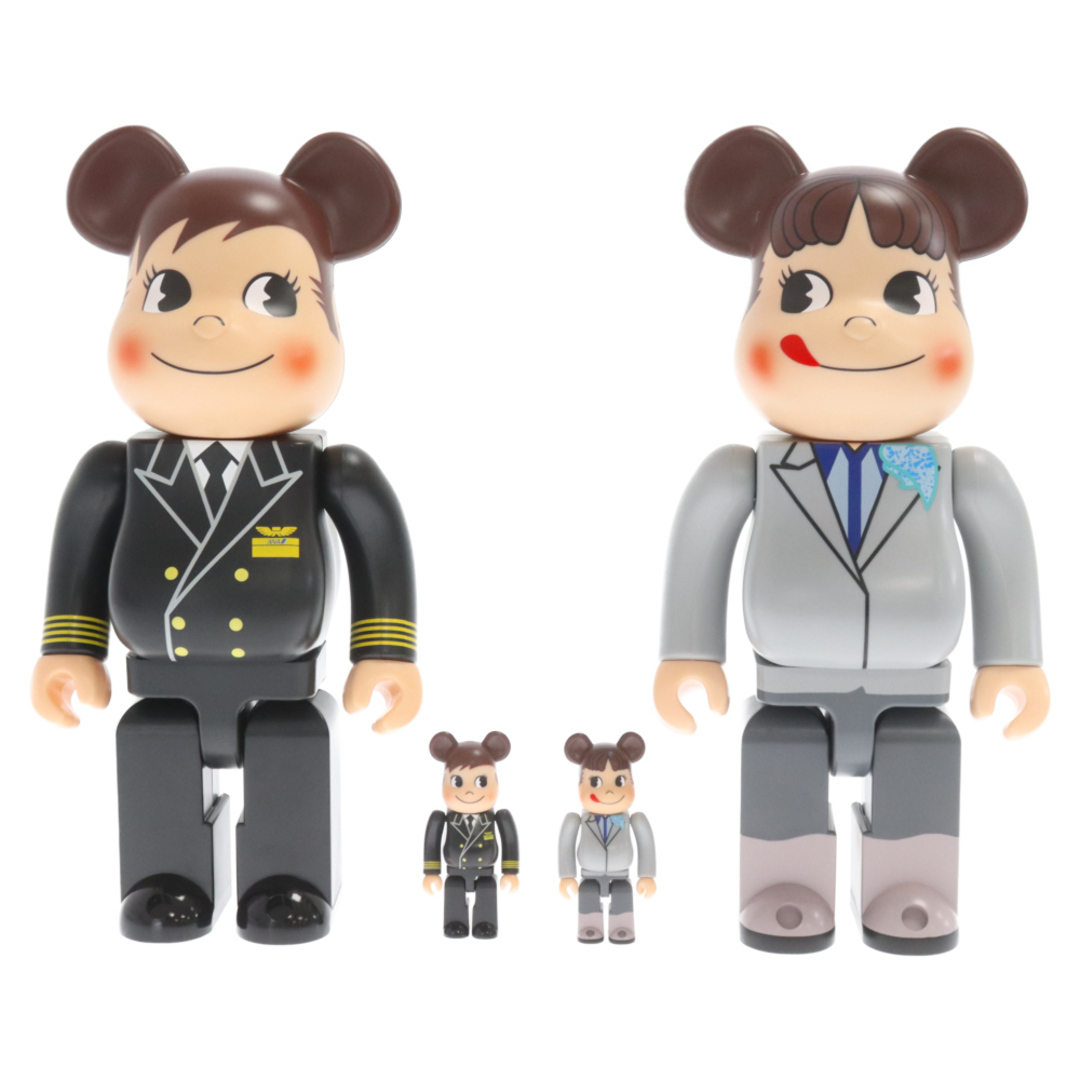 MEDICOM TOY(メディコムトイ)のMEDICOM TOY メディコムトイ BE@RBRICK for ANA CAPTAIN ベアブリック ポコちゃん & CA10代目 ペコちゃん フィギュア ブラック/グレー 100% & 400% エンタメ/ホビーのフィギュア(その他)の商品写真