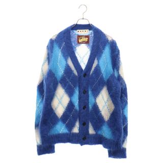 マルニ(Marni)のMARNI マルニ 22SS ICONIC MOHAIR ARGYLE SWEATER アーガイルモヘアカーディガン CDMG0051Q1 ブルー/ホワイト(カーディガン)