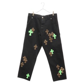 クロムハーツ(Chrome Hearts)のCHROME HEARTS クロムハーツ CARPENTER CROSS PATCH カーペンターカスタム ヘリンボーン クロスパッチ ロングパンツ ブラック/レオパード(デニム/ジーンズ)