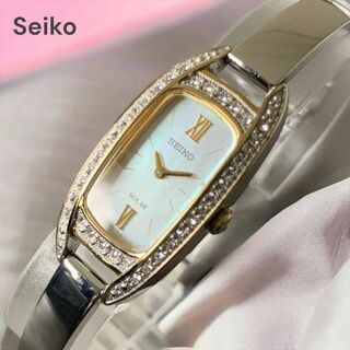 セイコー(SEIKO)の【新品】スワロフスキーダイヤ SEIKO セイコー ソーラー 腕時計 レディース(腕時計)