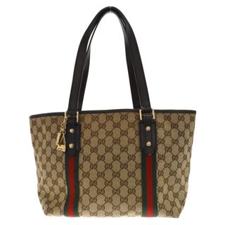 Gucci - GUCCI グッチ GGキャンバス チャーム付き シェリーライン トートバッグ ベージュ 137396