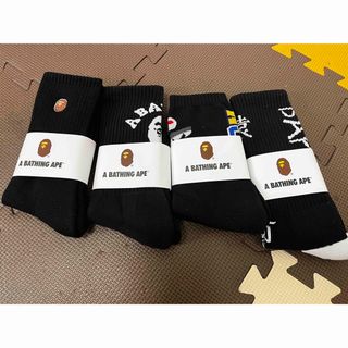 アベイシングエイプ　a bathing ape メンズソックス黒4セット