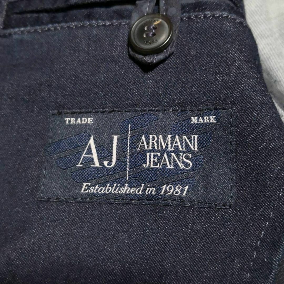 ARMANI JEANS(アルマーニジーンズ)の美品 S アルマーニ ジーンズ デニム テーラード ジャケット 濃紺 44 春物 メンズのジャケット/アウター(Gジャン/デニムジャケット)の商品写真