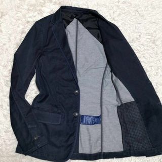 アルマーニジーンズ(ARMANI JEANS)の美品 S アルマーニ ジーンズ デニム テーラード ジャケット 濃紺 44 春物(Gジャン/デニムジャケット)