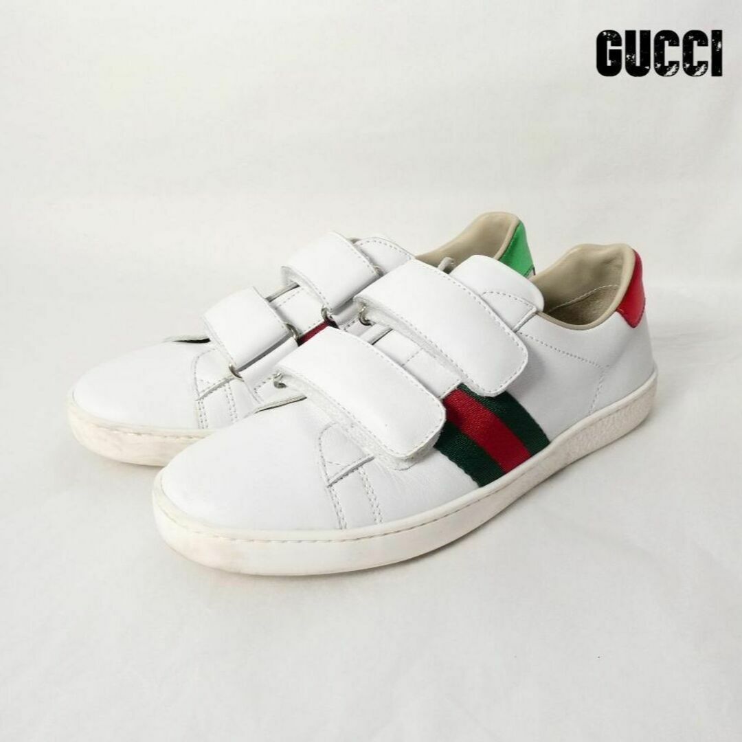 Gucci(グッチ)の美品 GUCCI シェリーライン レザー ベルクロ ローカット スニーカー レディースの靴/シューズ(スニーカー)の商品写真
