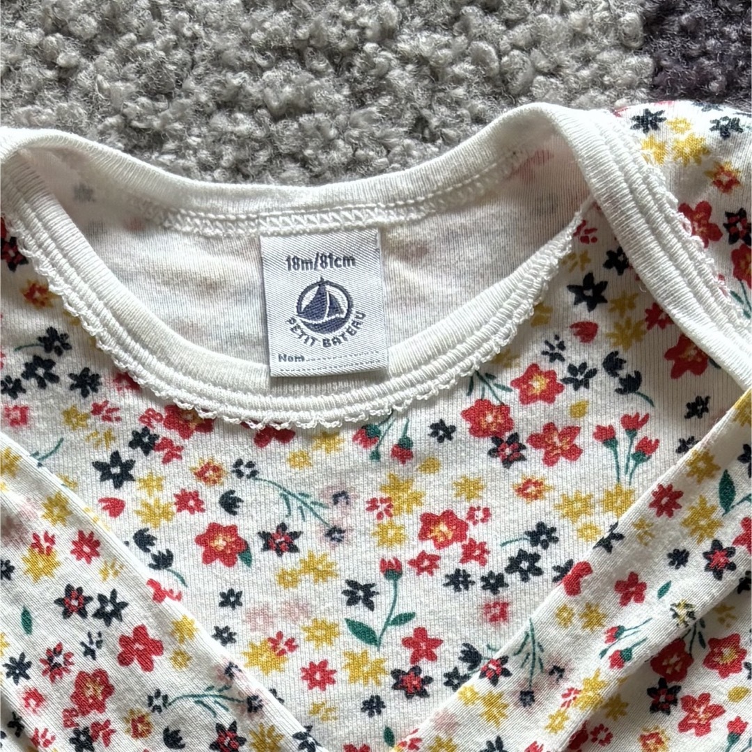 PETIT BATEAU(プチバトー)のプチバトー ロンパース 長袖3枚セット キッズ/ベビー/マタニティのベビー服(~85cm)(ロンパース)の商品写真