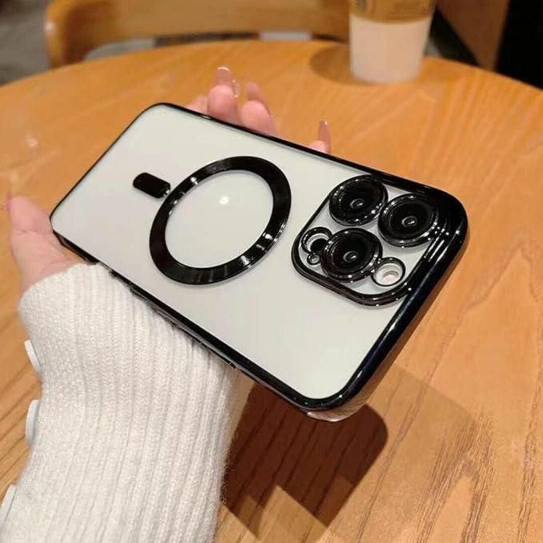 iPhone15Promax ケース レンズフィルム付 ソフト ブラックの通販 by