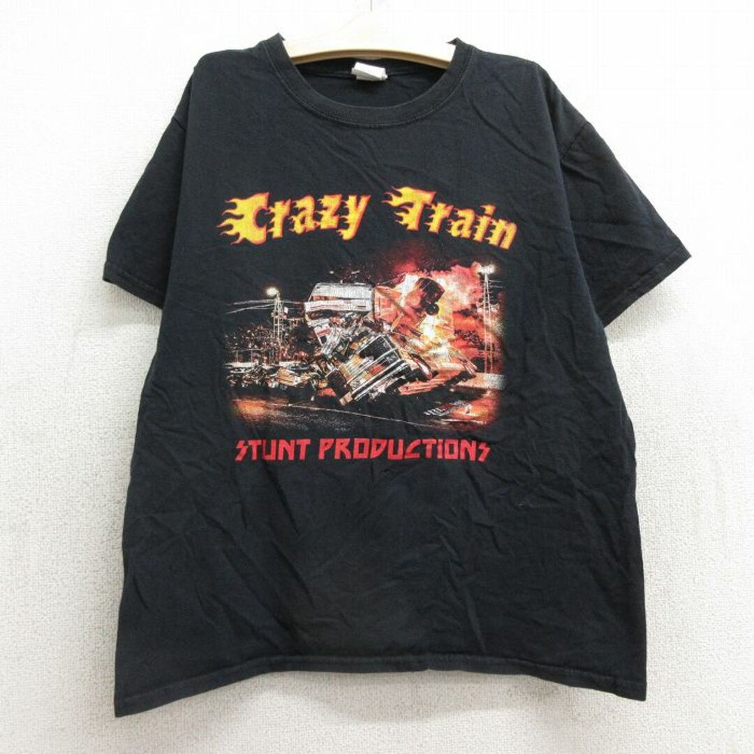 Crazy(クレイジー)の古着 半袖 Tシャツ キッズ ボーイズ 子供服 電車 バス CRAZY TRAIN コットン クルーネック 黒 ブラック 24mar02 キッズ/ベビー/マタニティのベビー服(~85cm)(シャツ/カットソー)の商品写真