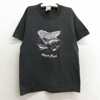 フルーツオブザルーム(FRUIT OF THE LOOM)の古着 フルーツオブザルーム 半袖 ビンテージ Tシャツ キッズ ボーイズ 子供服 90年代 90s イルカ クルーネック USA製 黒 ブラック 24mar02(シャツ/カットソー)