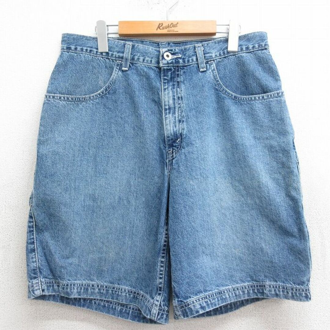 Levi's(リーバイス)のW33★古着 リーバイス Levis ショート ペインター パンツ ショーツ メンズ 00年代 00s 紺 ネイビー デニム 【spe】 24feb29 中古 ボトムス 短パン ショーパン メンズのパンツ(ワークパンツ/カーゴパンツ)の商品写真