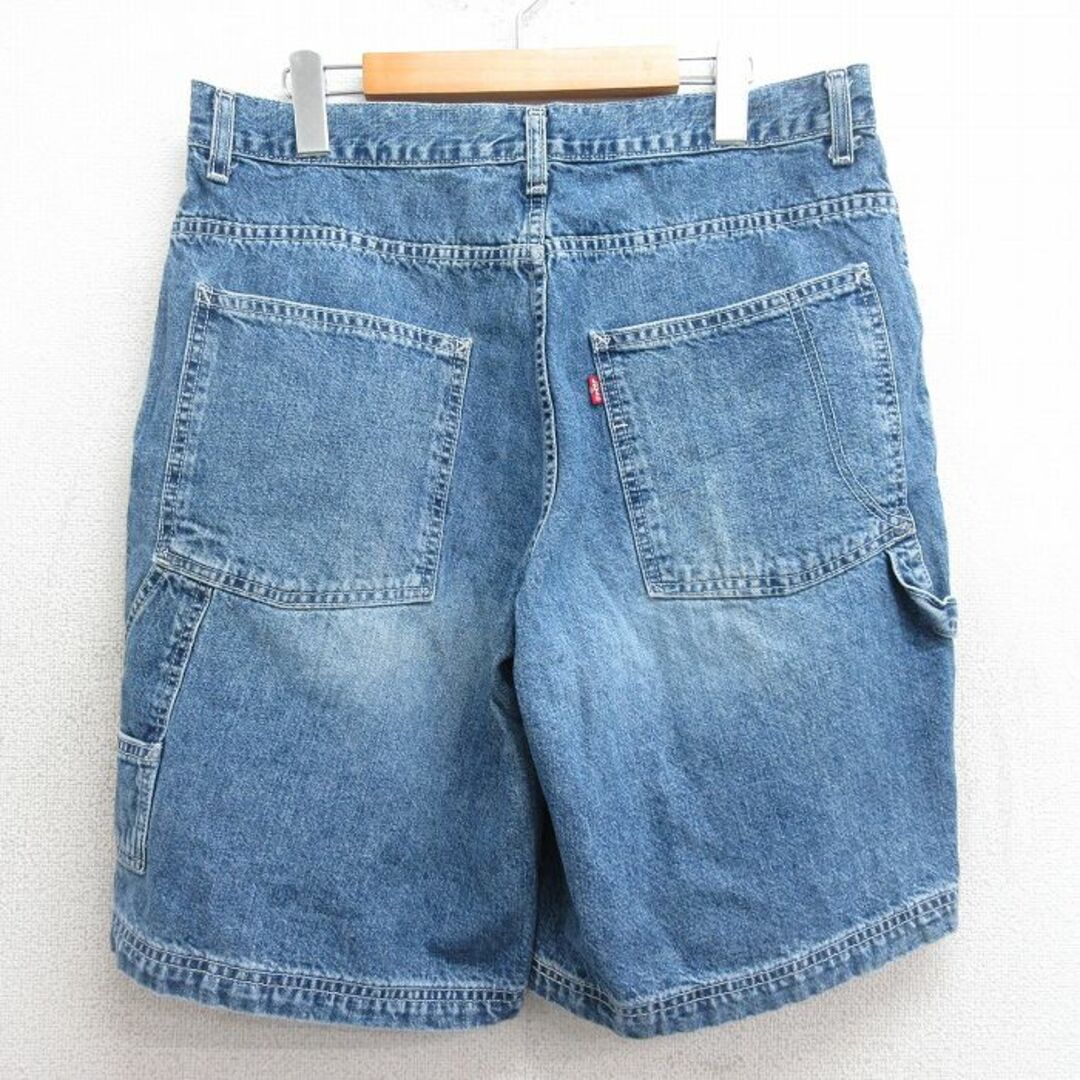 Levi's(リーバイス)のW33★古着 リーバイス Levis ショート ペインター パンツ ショーツ メンズ 00年代 00s 紺 ネイビー デニム 【spe】 24feb29 中古 ボトムス 短パン ショーパン メンズのパンツ(ワークパンツ/カーゴパンツ)の商品写真