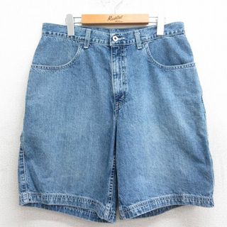 リーバイス(Levi's)のW33★古着 リーバイス Levis ショート ペインター パンツ ショーツ メンズ 00年代 00s 紺 ネイビー デニム 【spe】 24feb29 中古 ボトムス 短パン ショーパン(ワークパンツ/カーゴパンツ)