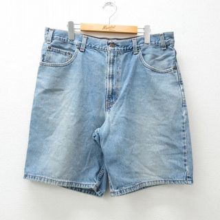 オールドネイビー(Old Navy)のW36★古着 オールドネイビー OLD NAVY ショート パンツ ショーツ メンズ コットン 薄紺 ネイビー デニム 24mar04 中古 ボトムス 短パン ショーパン ハーフ(ワークパンツ/カーゴパンツ)