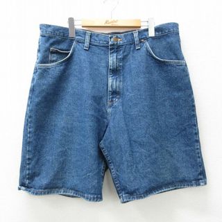 ラングラー(Wrangler)のW38★古着 ラングラー Wrangler ショート パンツ ショーツ メンズ 00年代 00s コットン 紺 ネイビー デニム 24mar04 中古 ボトムス 短パン ショーパン ハーフ(ワークパンツ/カーゴパンツ)