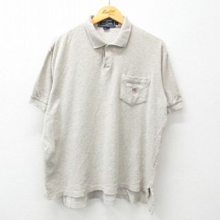 ラルフローレン(Ralph Lauren)のXL★古着 ラルフローレン Ralph Lauren ポロジーンズ 半袖 ブランド ポロ シャツ メンズ ワンポイントロゴ 胸ポケット付き 大きいサイズ コットン グレー 霜降り 24mar02 中古 トップス(ポロシャツ)