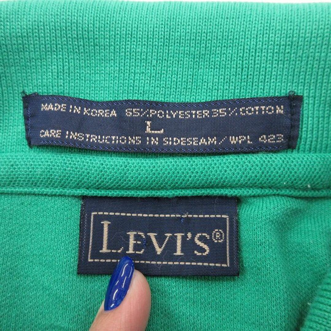 Levi's(リーバイス)のXL★古着 リーバイス Levis 半袖 ブラント ポロ シャツ メンズ 90年代 90s 鹿の子 緑 グリーン 24mar02 中古 トップス メンズのトップス(ポロシャツ)の商品写真