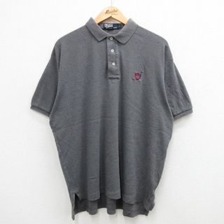 ラルフローレン(Ralph Lauren)のXL★古着 ラルフローレン Ralph Lauren 半袖 ブラント ポロ シャツ メンズ 90年代 90s ワンポイントロゴ 大きいサイズ コットン USA製 濃グレー 霜降り 【spe】 24mar02 中古 トップス(ポロシャツ)