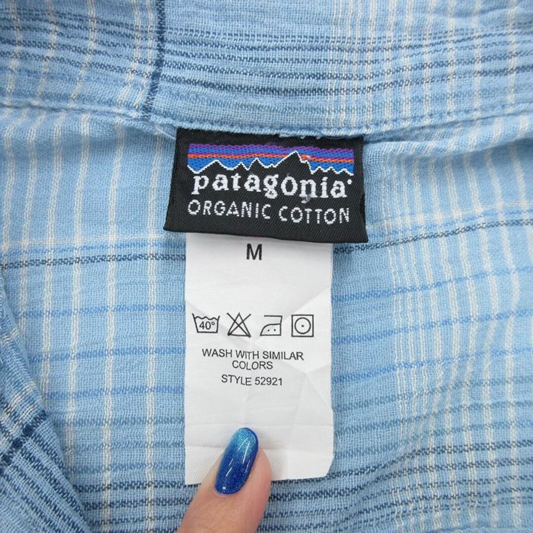 patagonia(パタゴニア)のM★古着 パタゴニア patagonia 半袖 シャツ メンズ オーガニックコットン 薄紺他 ネイビー チェック 24mar01 中古 トップス メンズのトップス(シャツ)の商品写真