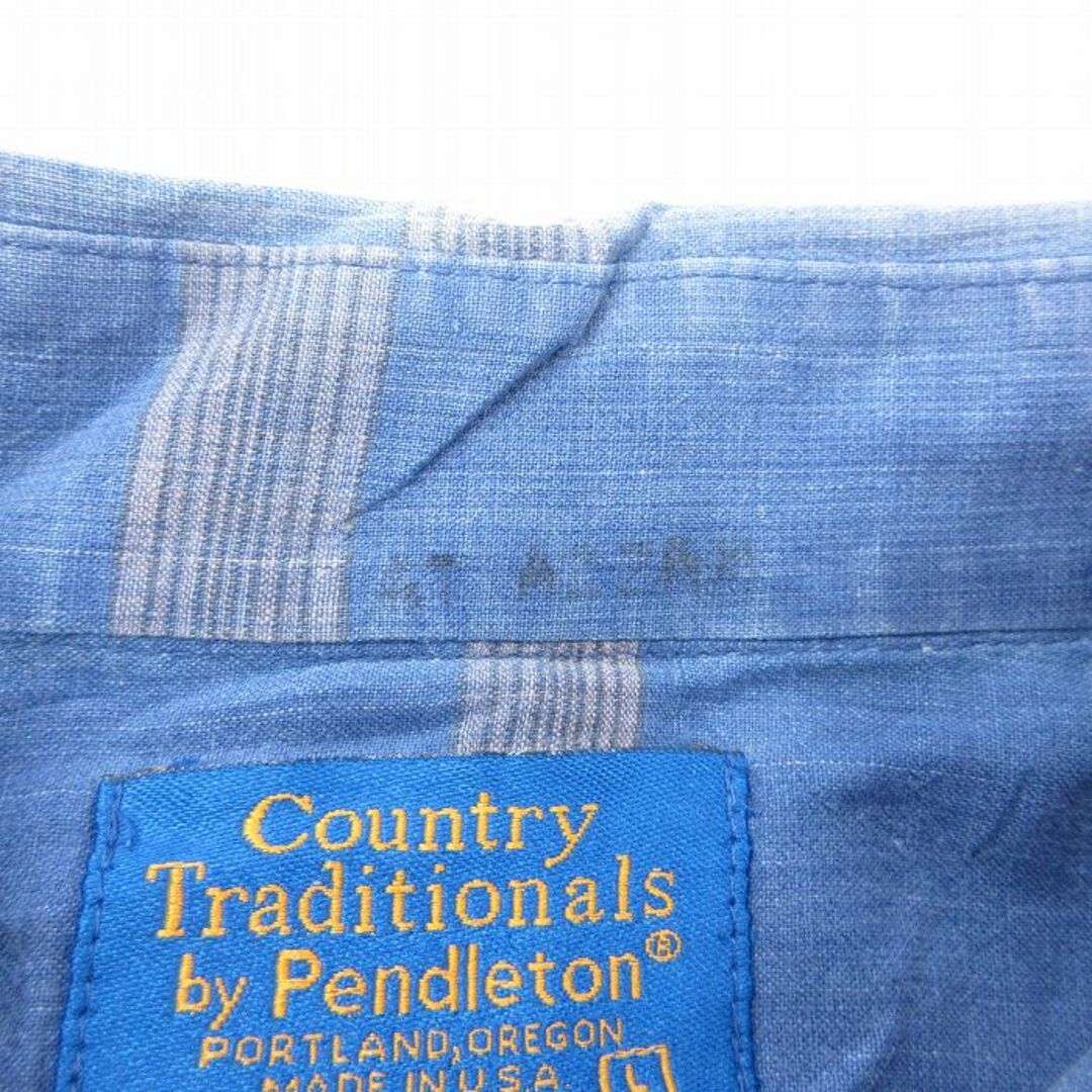 PENDLETON(ペンドルトン)のL★古着 ペンドルトン PENDLETON 半袖 シャツ メンズ 90年代 90s ボタンダウン USA製 紺他 ネイビー チェック 24mar04 中古 トップス メンズのトップス(シャツ)の商品写真