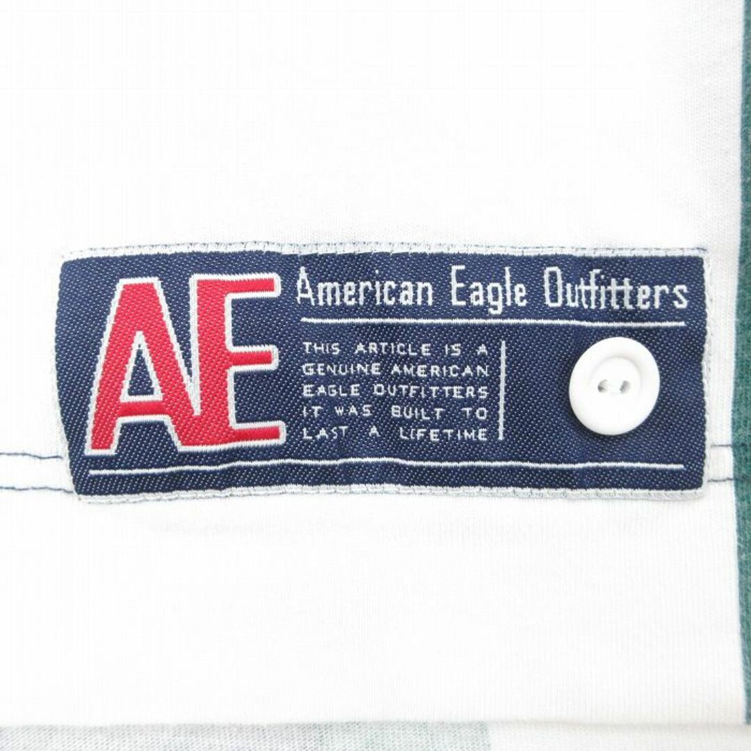 American Eagle(アメリカンイーグル)のXL★古着 アメリカンイーグル American Eagle 半袖 ラガー シャツ メンズ 00年代 00s 大きいサイズ コットン 白他 ホワイト ストライプ 24mar04 中古 トップス メンズのトップス(シャツ)の商品写真