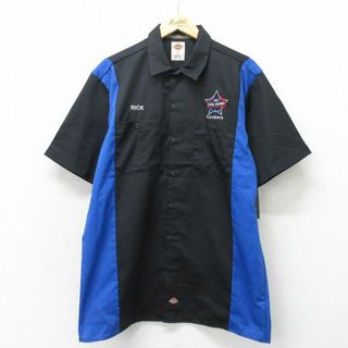 ディッキーズ(Dickies)のL★古着 ディッキーズ Dickies 半袖 ワーク シャツ メンズ COOKERS ツートンカラー デッドストック 黒他 ブラック 【spe】 24mar01 中古 トップス(シャツ)