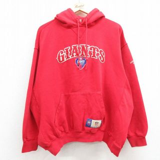 XL★古着 長袖 スウェット パーカー メンズ 00年代 00s NFL ニューヨークジャイアンツ 大きいサイズ 赤 レッド アメフト スーパーボウル 24mar02 中古 スエット トレーナー トップス(パーカー)