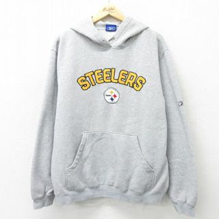 リーボック(Reebok)のXL★古着 リーボック REEBOK 長袖 スウェット パーカー メンズ 00年代 00s NFL ピッツバーグスティーラーズ 刺繍 グレー 霜降り アメフト スーパーボウル 24mar02 中古 スエット トレーナー トップス(パーカー)