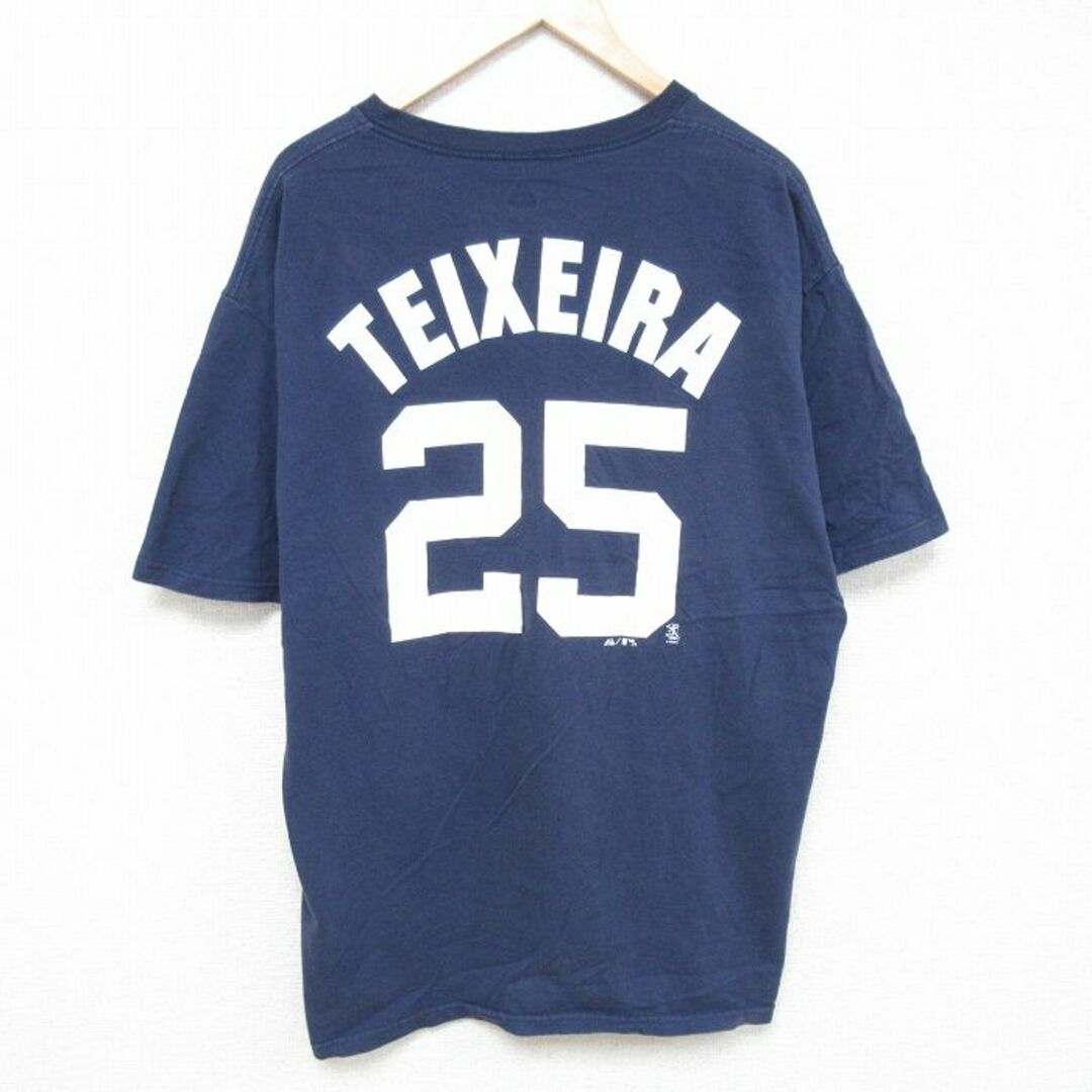 Majestic(マジェスティック)のXL★古着 マジェスティック 半袖 Tシャツ メンズ MLB ニューヨークヤンキース マークテシェイラ 大きいサイズ コットン クルーネック 紺 ネイビー メジャーリーグ ベースボール 野球 24mar01 中古 メンズのトップス(Tシャツ/カットソー(半袖/袖なし))の商品写真